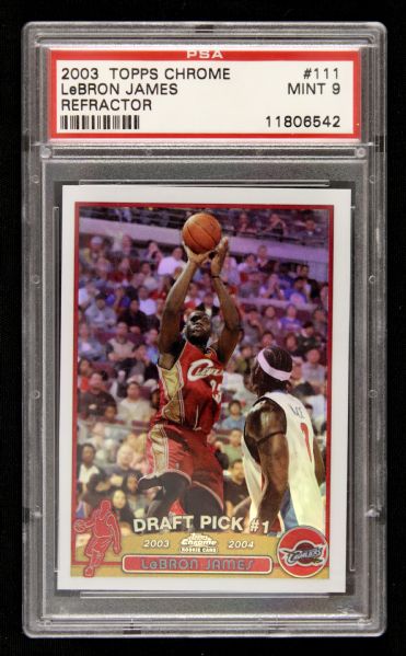 Lot Detail - 2003 Lebron James Topps Chrome #111 Refractor - PSA MINT 9