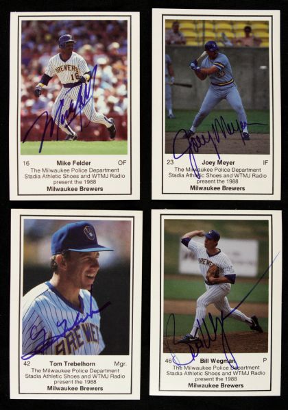 1988 Milwaukee Brewers Signed Police Card - Lot of 10 w/Rob Deer Dan Plesac Trebelhorn 