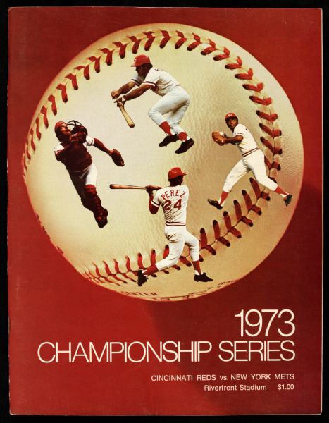 1973 Cincinnati Reds Riverfront Stadium New York Mets National League Championship Series Program & Ticket Stub