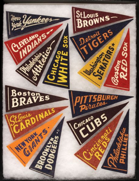 1950s Baseball Mini-Pennant w/St. Louis Browns New York Yankees Philadelphia As Brooklyn Dodgers (Lot of 16)  