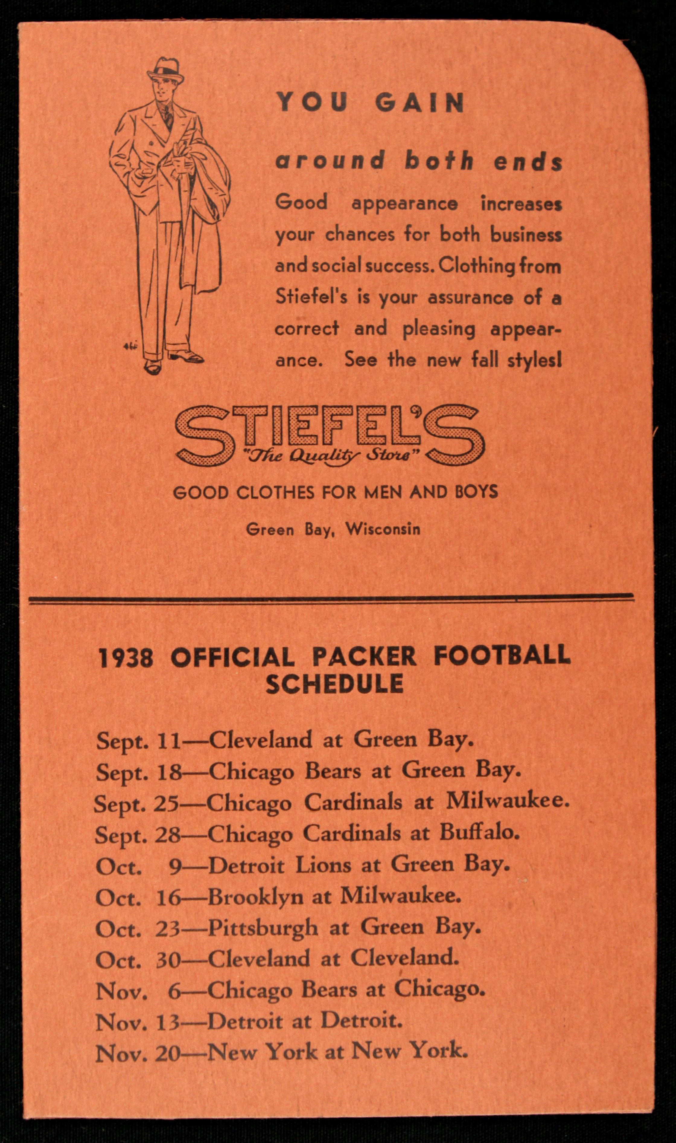 Lot Detail - NOV. 6, 1939 CHICAGO BEARS VS. GREEN BAY PACKERS NFL