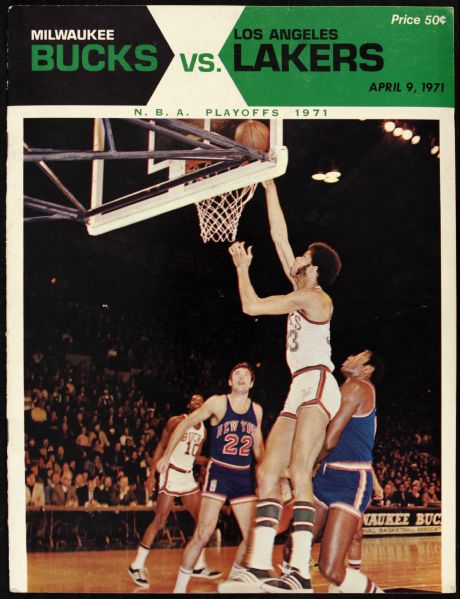 1971 Milwaukee Bucks vs. Los Angeles Lakers NBA Playoffs Program Game 1 Wilt Chamberlain vs. Lew Alcindor Championship Season 