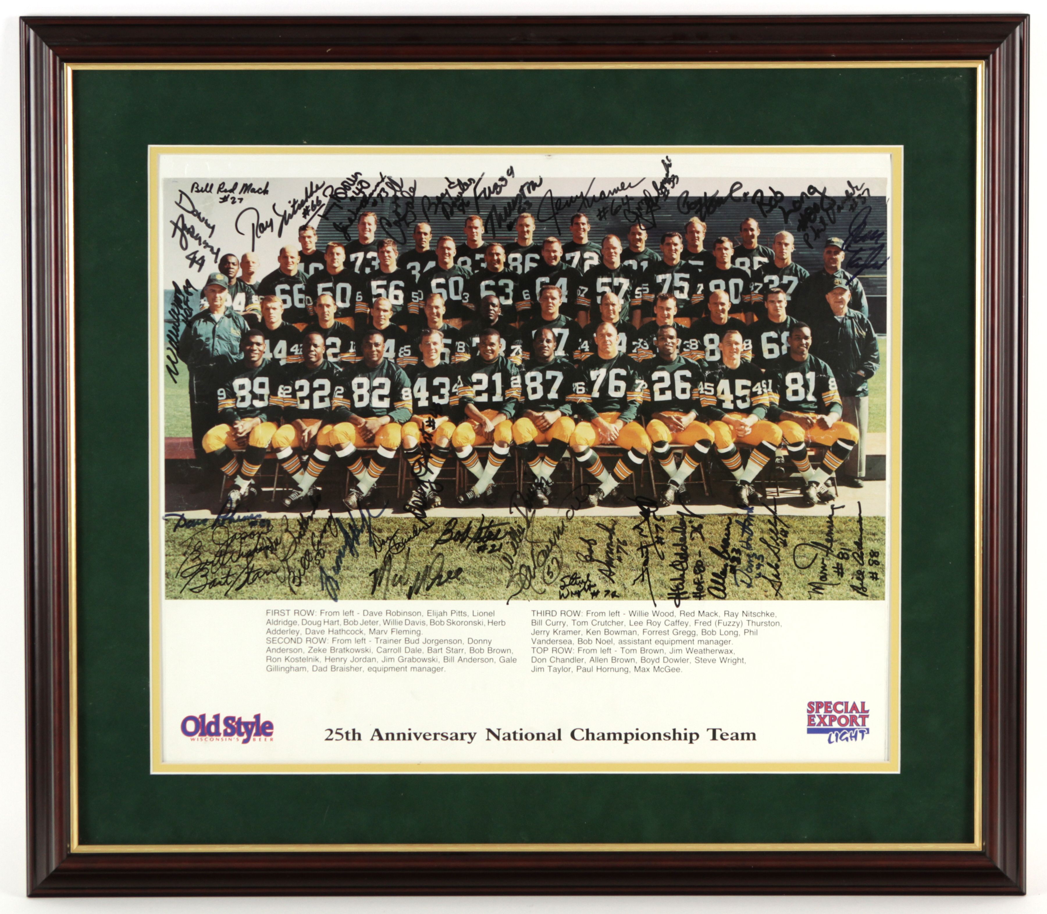 Bart Starr & Paul Hornung Autographed Green Bay Packers 16x20 Photo Framed