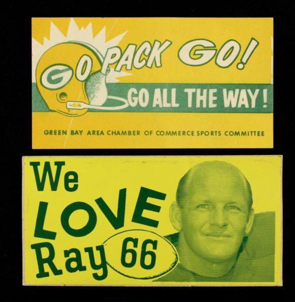 1960s-70s  Green Bay Packers Bumper Sticker w/Ray Nitschke We Love Ray Offering 