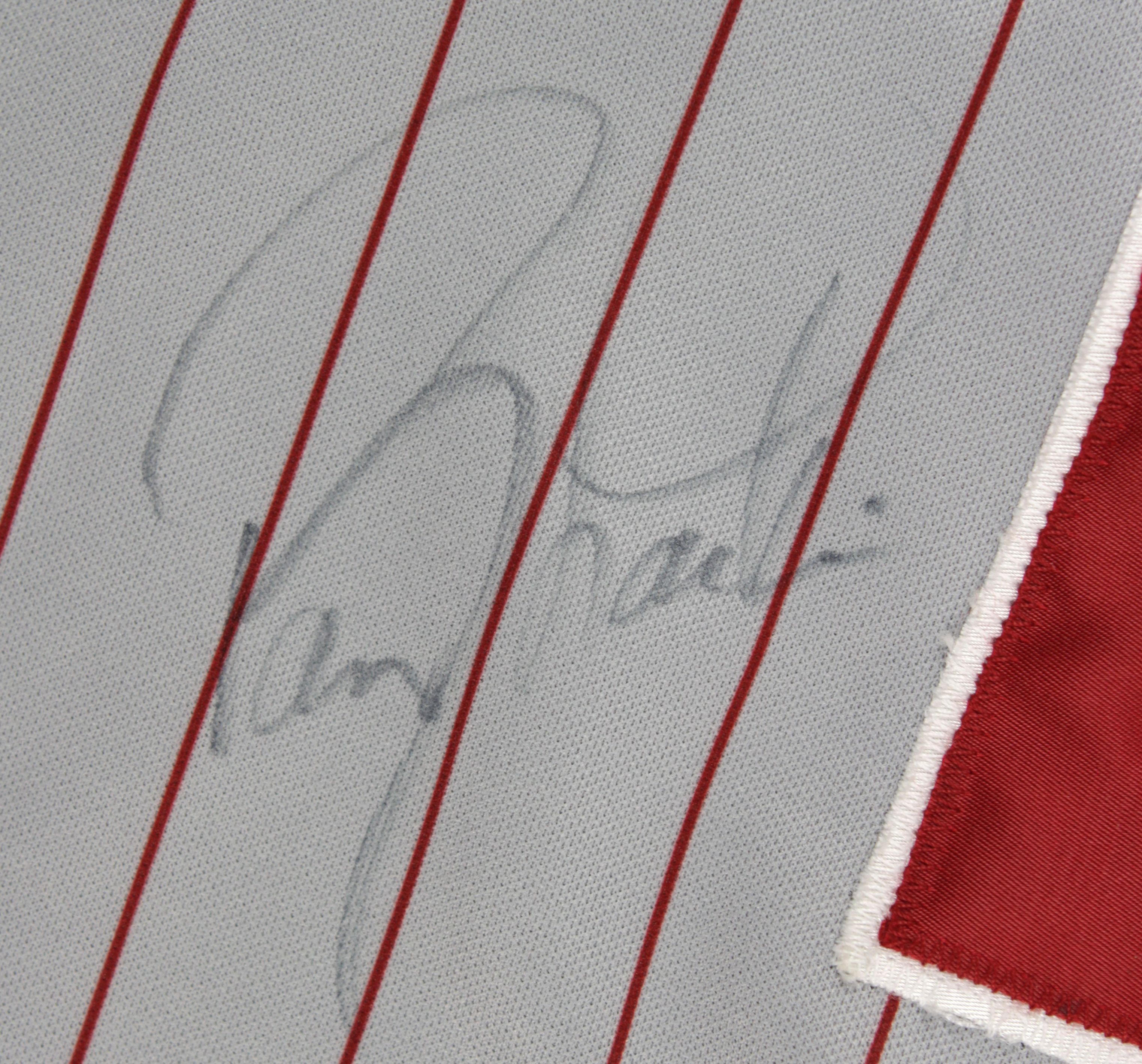 Lot Detail - 1999 Barry Larkin Game Used and Signed Cincinnati Reds  Sleeveless Away Jersey Vest (Larkin LOA)