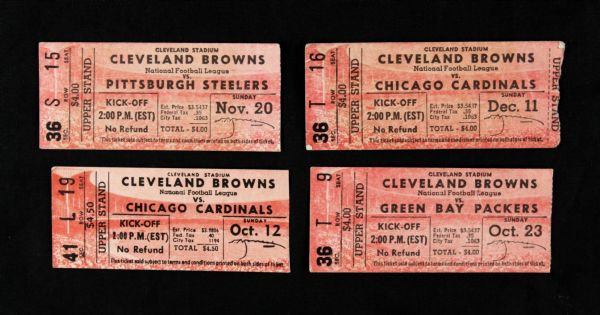 1955-58 Cleveland Browns Ticket Stub - Lot of 4