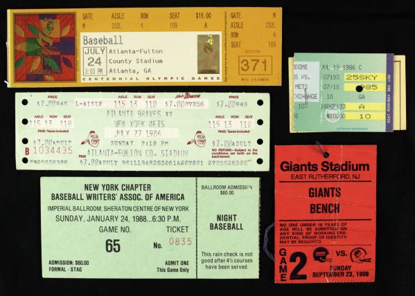 1980s-90s Montreal Expos New York Mets Baseball Ticket Stub & Others Sports Memorabilia 