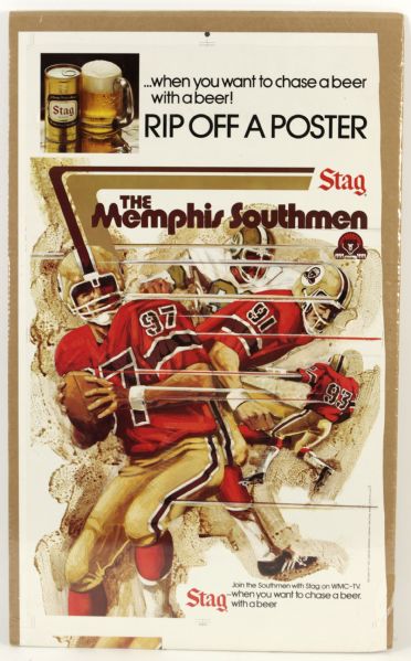 1974 WFL Memphis Southmen 16 1/2" x 29" Stag Beer Promotional 