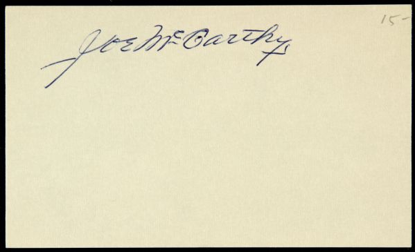 1950s Joe McCarthy New York Yankees Signed Index Card - JSA 