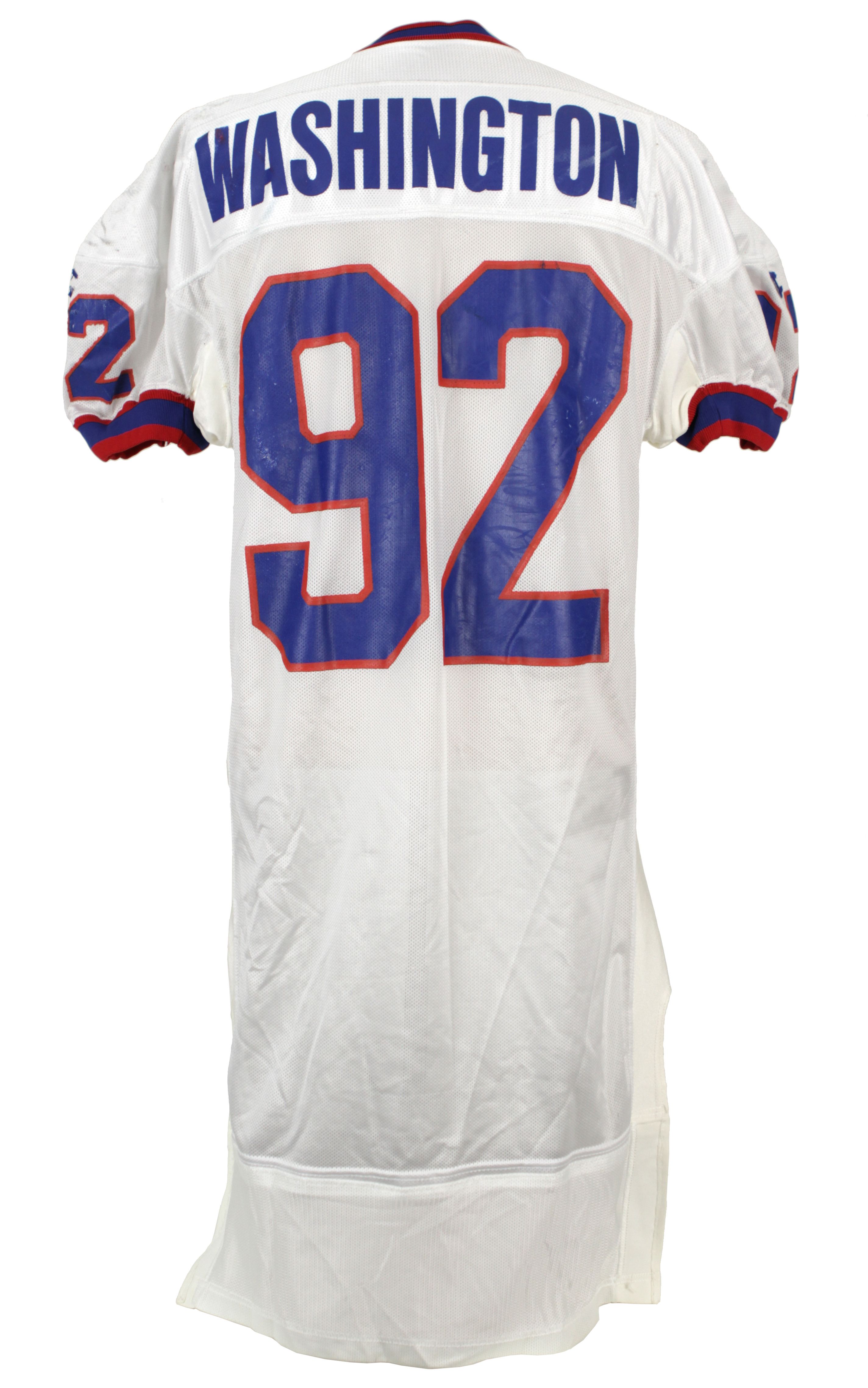 Lot Detail - 1995-96 Ted Washington Buffalo Bills Game Worn Jersey Littered  With Repairs (MEARS LOA)