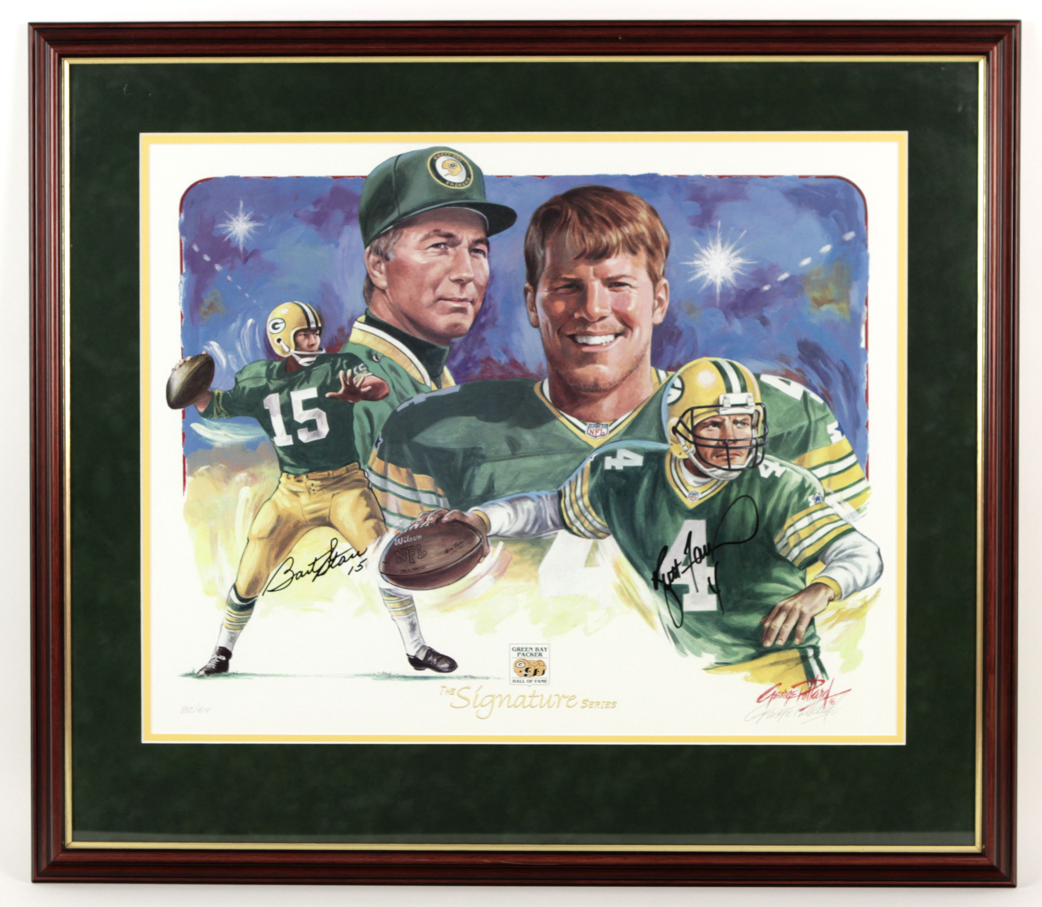 Bart Starr & Brett Favre Autographed/Signed Green Bay Packers 16x20 NFL  Photo