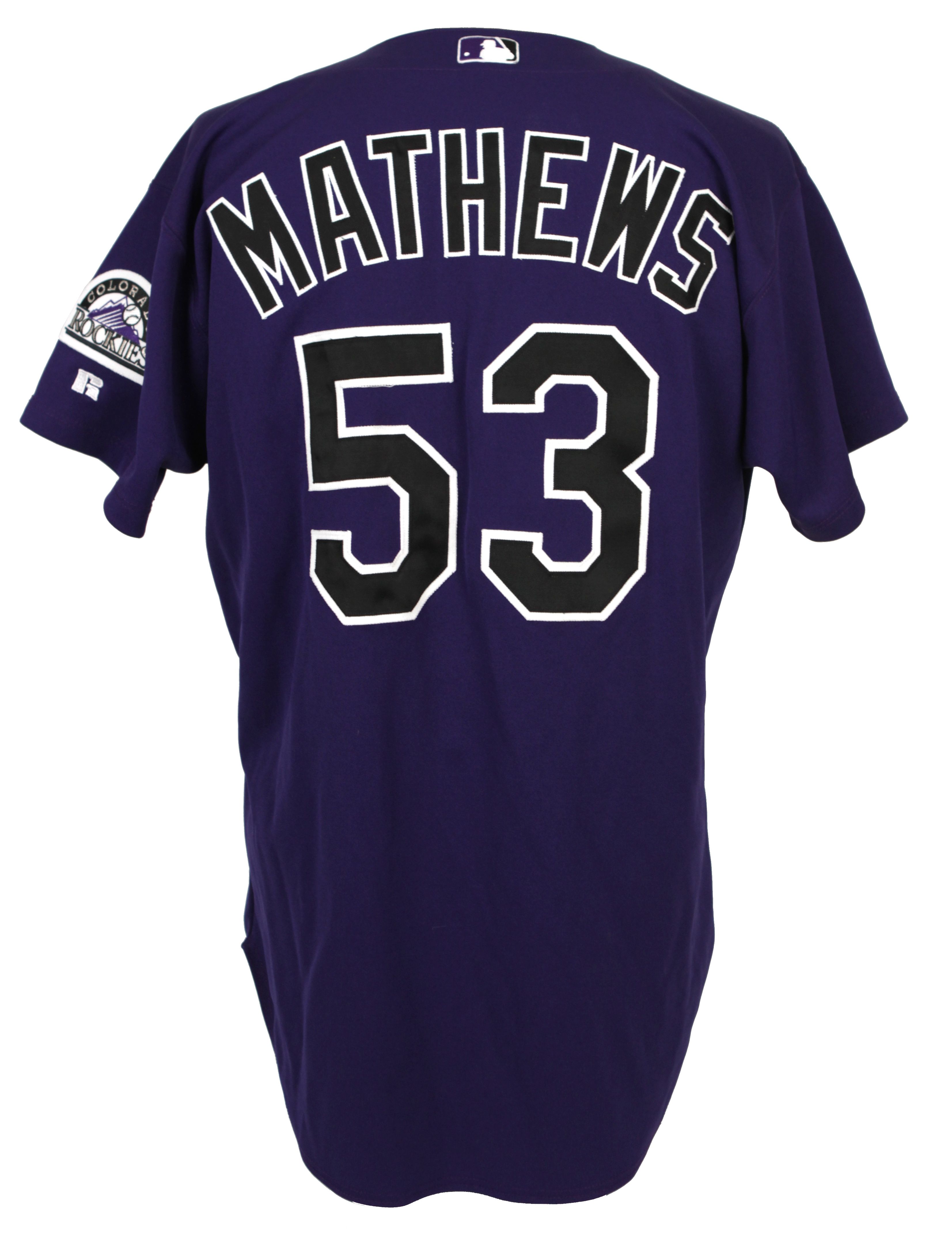 COLORADO ROCKIES #53 RICK MATHEWS ALTERNATE VEST SYLE JERSEY +