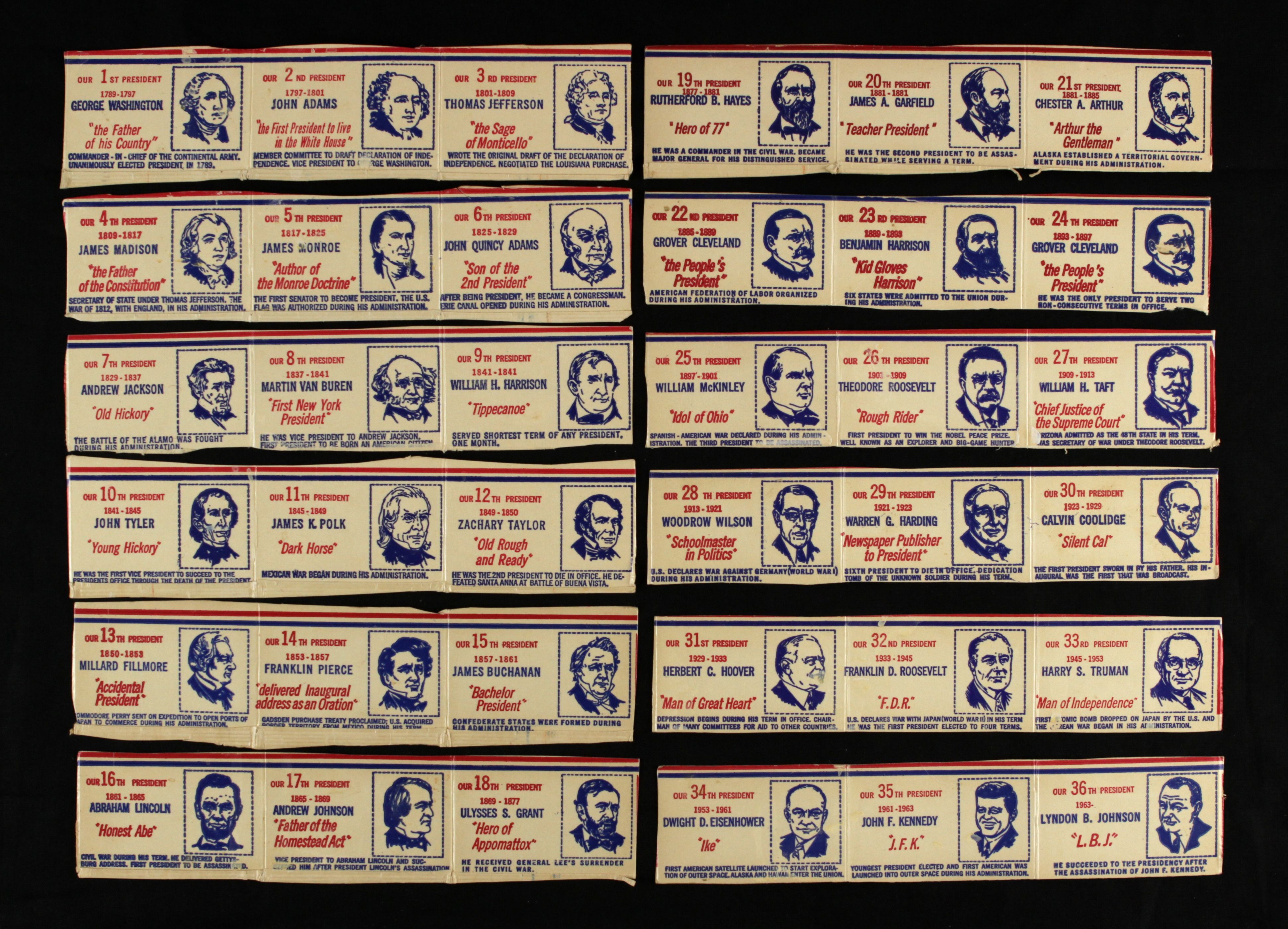 Lot Detail - 1964 US Presidents Milk Carton Cutout (Lot of 12 w/36 ...