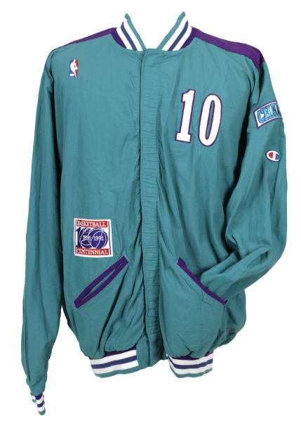 1991-92 Charlotte Hornets Game Worn #10 Warmup Jacket & Pants (MEARS LOA)