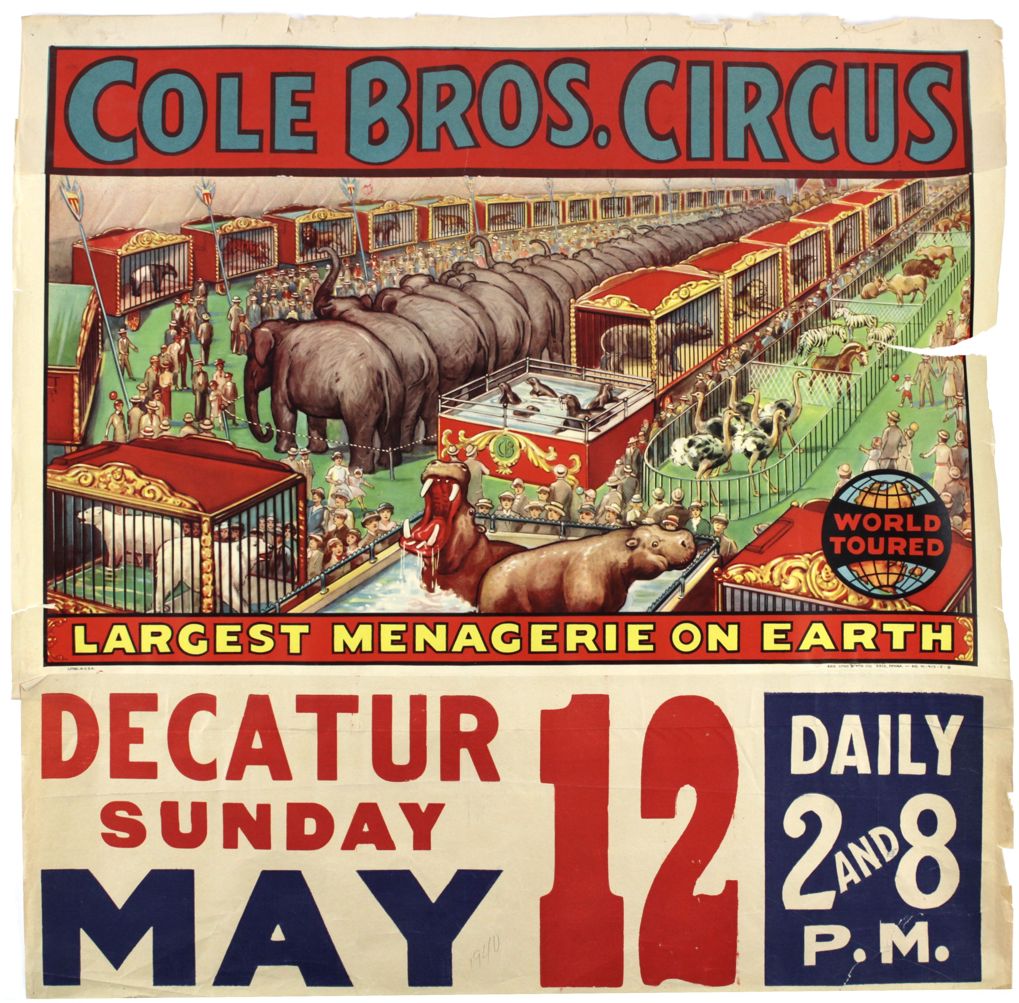 Lot Detail 1940s Cole Brothers Circus 27 12 X 28 Poster