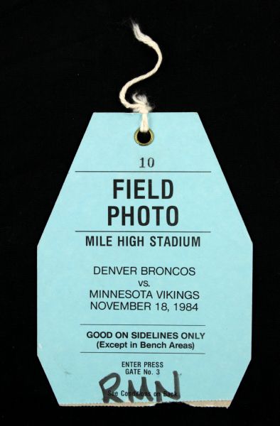 1984 Denver Broncos vs. Minnesota Vikings Field Pass Signed by Jan Stenerud (Lot of 3)