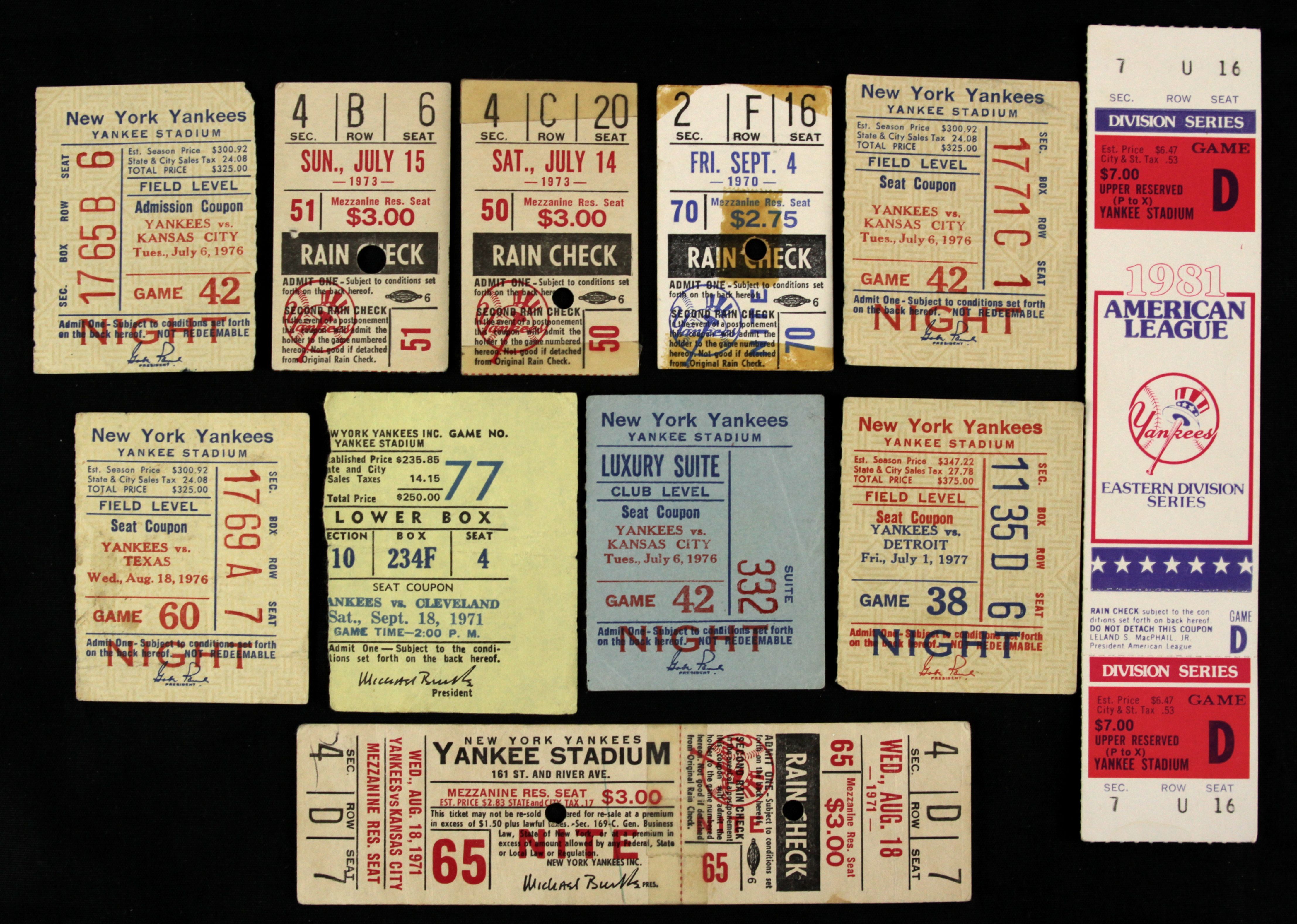 Lot Detail - 1971-94 New York Yankees Full Ticket & Stub Collection w ...