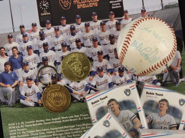 1982-83 Milwaukee Brewers Multi Signed OAL (MacPhail) Baseball w/Pete Vuckovich Paul Molitor & Other Trinkets - Lot of 9