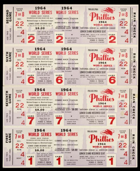 1964 Philadelphia Phillies Phantom World Series Ticket Sheet (4 Tickets)