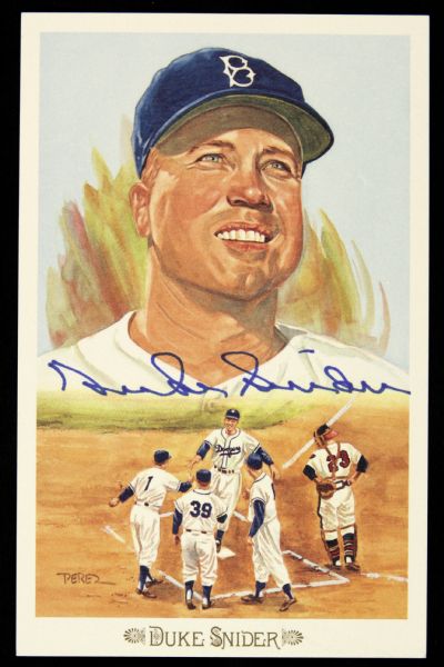 1989 Duke Snider Brooklyn Dodgers Signed Perez Steele Postcard - JSA 