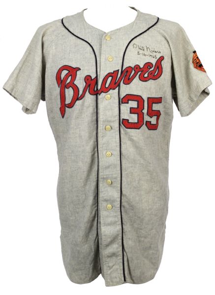 1965 Phil Niekro Milwaukee Braves Game Worn Signed Flannel Jersey Last Year in Milwaukee (MEARS 9.5) 