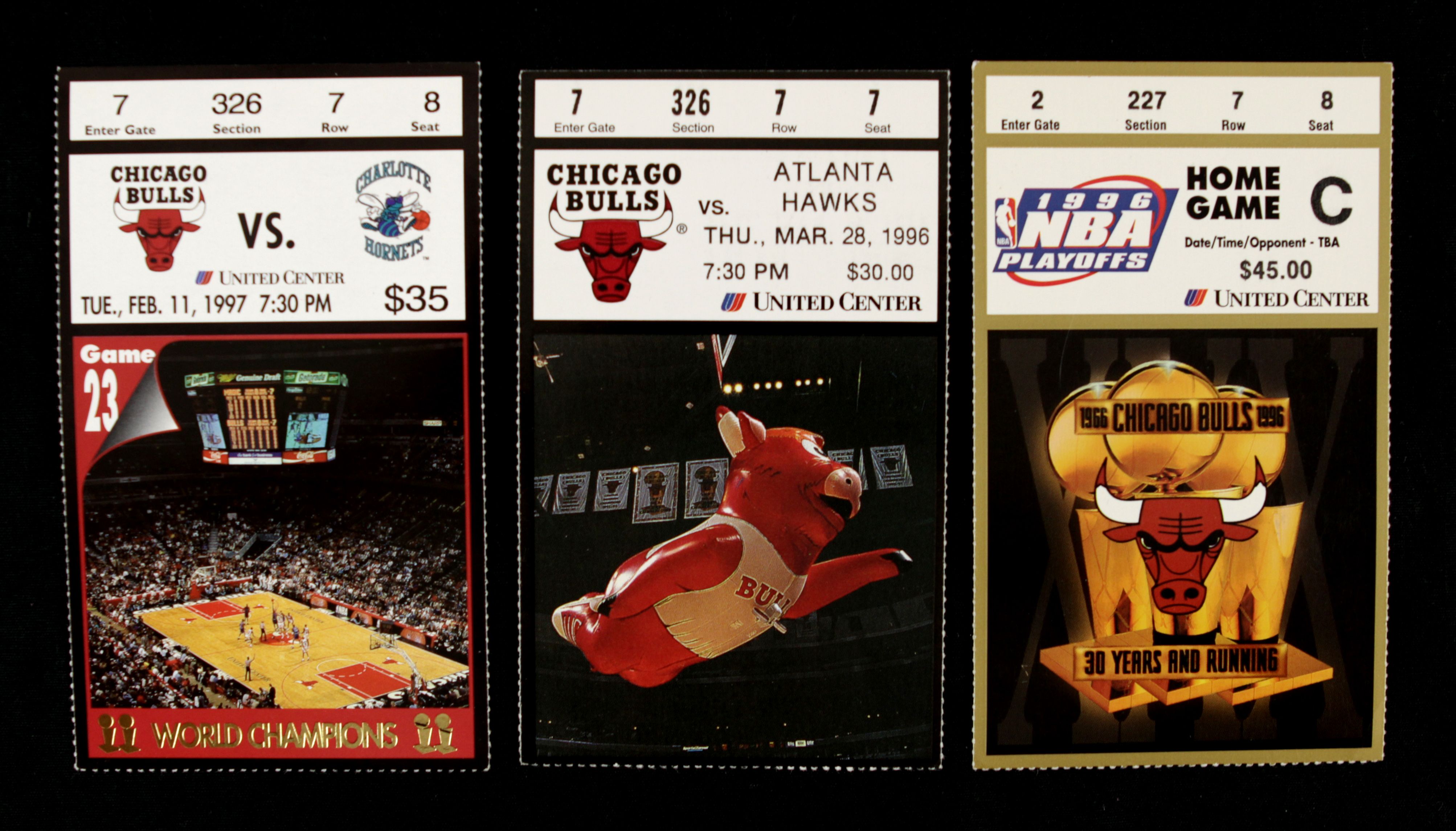 Lot Detail 199697 Chicago Bulls Ticket Lot of 3 w/Playoff Ticket