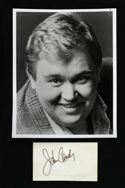 1980s John Candy Signed 3" x 5" Index Card & 8" x 10" Photo (JSA)