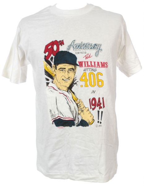 Lot Detail - 1991 Ted Williams Signed 50th Anniversary of Batting .406  Commemorative T Shirt (JSA)