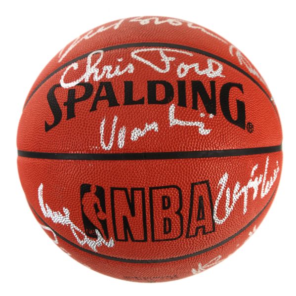 1990s Boston Celtics Team Signed Ball w/ 14 Signatures Including Red Auerbach, Larry Bird, Kevin McHale, Reggie Lewis & More (JSA)