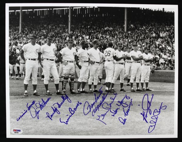 April 8, 1969 Chicago Cubs Starting Lineup Photo Autographed by Every Player Participating in Historic ’69 Season Opener (11 Signatures Total) 11x14 inches, PSA/DNA