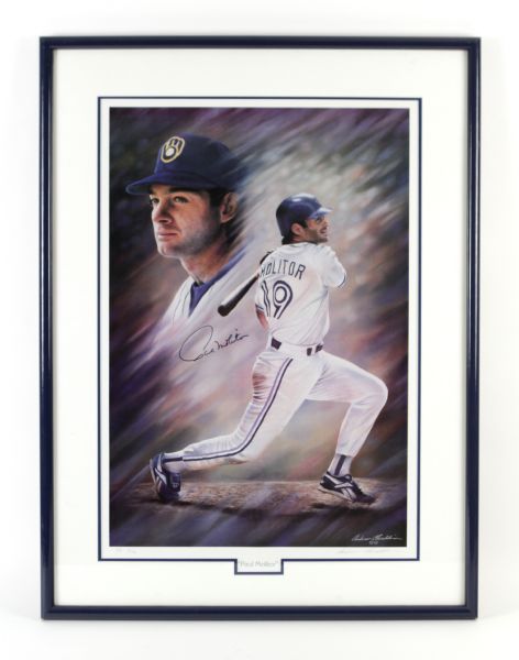 1993 Paul Molitor Toronto Blue Jays Milwaukee Brewers Signed 25" x 33" Framed Art Work 5/40 (Artist LOA) 