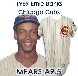 1969 Ernie Banks Chicago Cubs Signed Game Worn Home Jersey (MEARS A9.5/JSA)