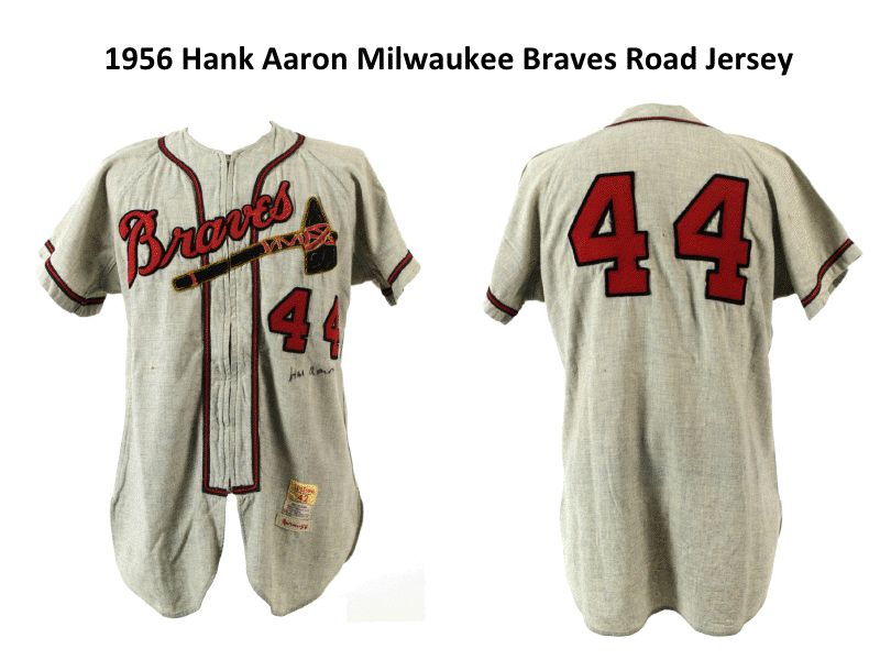 Lot Detail - 1956 Hank Aaron Milwaukee Braves Signed Game Worn Road Jersey  (MEARS A5)
