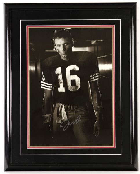 1980s Joe Montana San Francisco 49ers Signed 27" x 22" Framed Print (MEARS LOA)