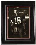 1980s Joe Montana San Francisco 49ers Signed 27" x 22" Framed Print (MEARS LOA)