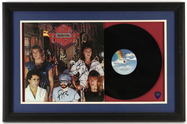 1983 Night Ranger Signed Midnight Madness Album Cover 19" x 28" Framed Display (JSA)