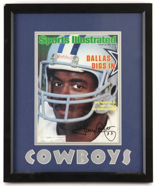 1983 August 29 Tony Dorsett Dallas Cowboys Signed 14" x 17" Framed Sports Illustrated Magazine (JSA)