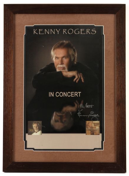 1980s-90s Kenny Rogers Signed 20" x 28" Framed Print (JSA)