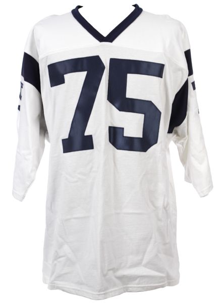 1990s Deacon Jones Los Angeles Rams Signed Durene Jersey (JSA)