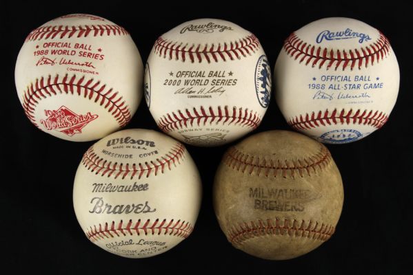 1950s-2000 World Series All Star Milwaukee Braves/Brewers Baseball Collection - Lot of 5