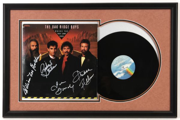 1987 The Oak Ridge Boys Signed 19" x 29" Framed Where The Fast Lane Ends Album (JSA)