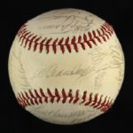 1975 Milwaukee Brewers Team Signed OAL MacPhail Baseball w/ 29 Signatures Including Hank Aaron, Robin Yount, Del Crandall & More (JSA) 