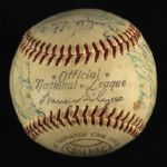 1953 Milwaukee Braves Team Signed ONL Giles Baseball w/ 27 Signatures Including Warren Spahn, Eddie Mathews, Del Crandall & More (JSA)