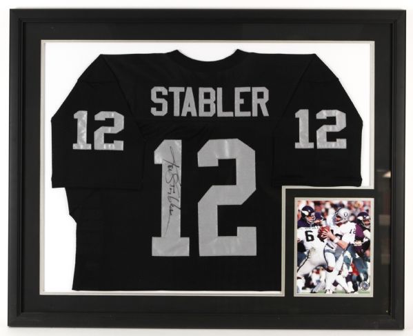1990s Ken Stabler Oakland Raiders Signed 33" x 41" Framed Display (JSA)