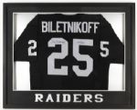 1990s Fred Biletnikoff Oakland Raiders Signed 34" x 42" Framed Jersey (JSA)