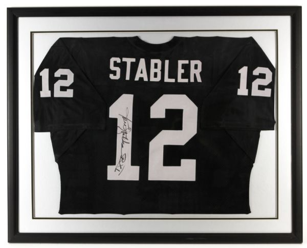 1990s Ken Stabler Oakland Raiders Signed 33" x 41" Framed Jersey (JSA)