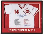 1986 Pete Rose Cincinnati Reds Signed 34" x 42" Framed All Time Hit King Commemorative Jersey (JSA) 137/500