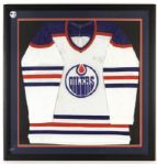 1980s Wayne Gretzky Edmonton Oilers Signed 34" x 36" Framed Jersey (JSA)