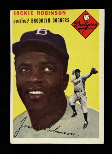 1954 Jackie Robinson Brooklyn Dodgers Topps #10 Trading Card
