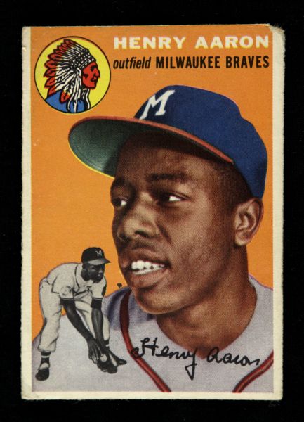 1954 Hank Aaron Milwaukee Braves Topps #128 Trading Card